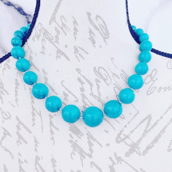 Jewelry - Teal Plastic Beaded Necklace Marbelized